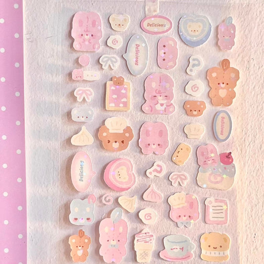 {eating cookies} pink and brown bear