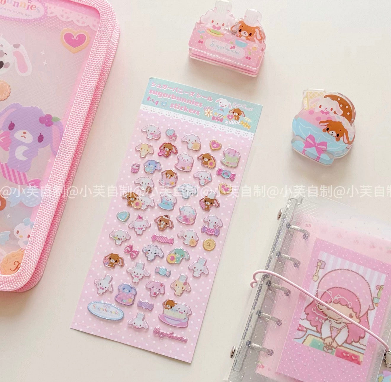 {byfufu} sugarbunnies blue teacup glitter epoxy sticker