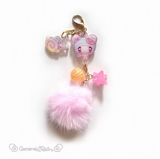 {caramel rain} sweet candy bear pompom epoxy keychain