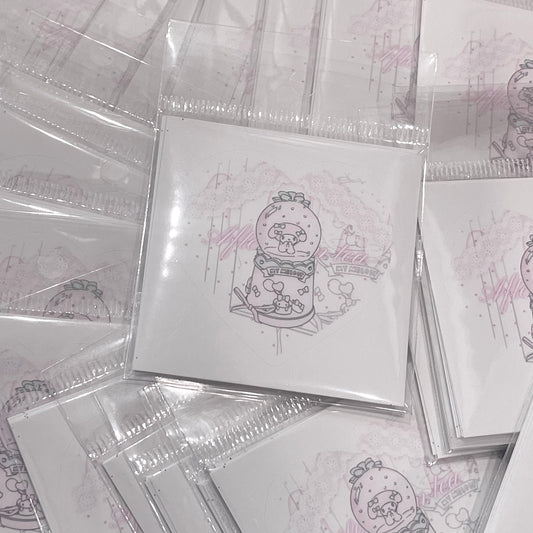 {curl cat} afternoon tea heart diecut sticker