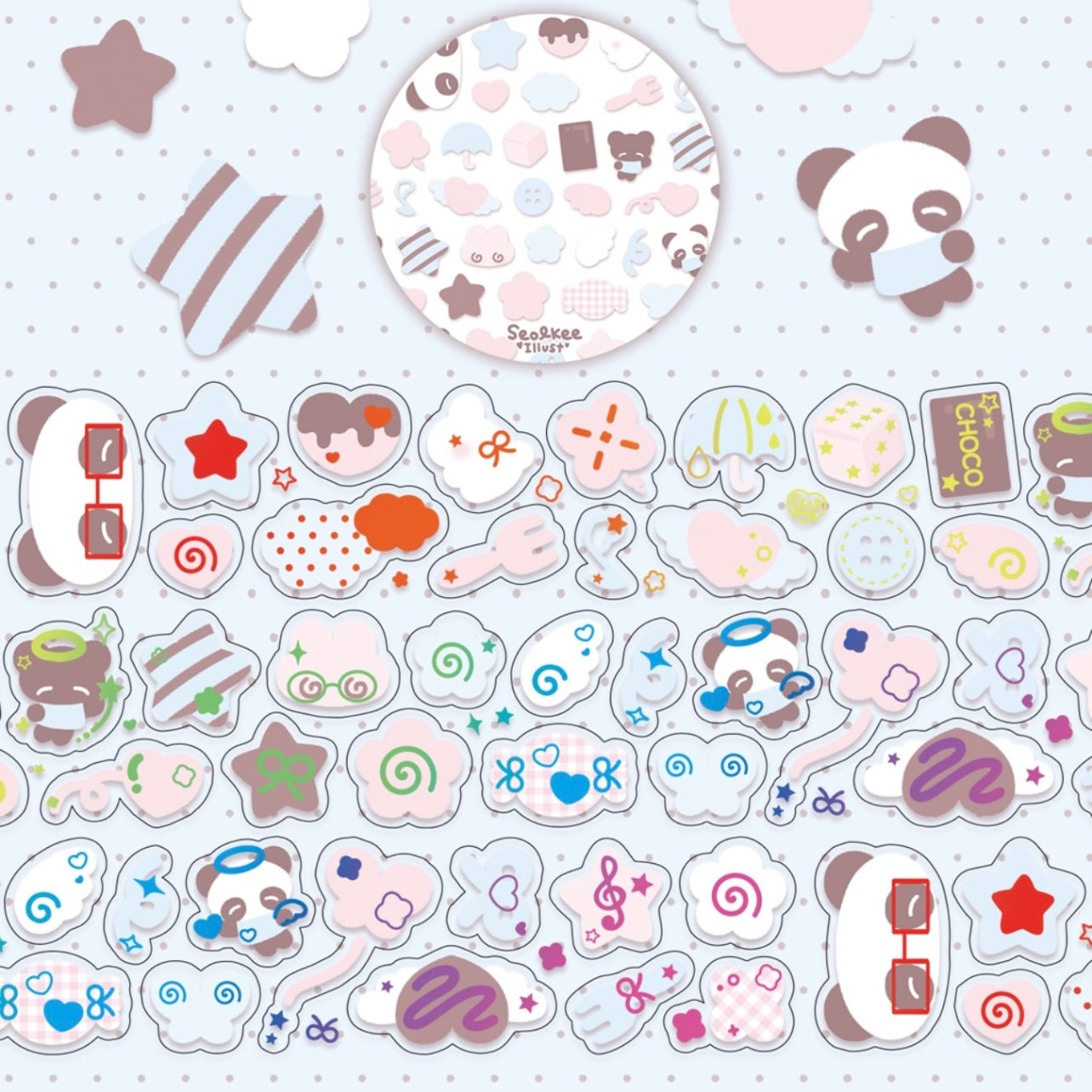 {seolkee illust} blue choco kiss cut tape