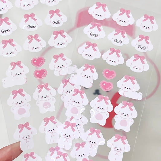 {heart bunny} bowknot puppy sticker