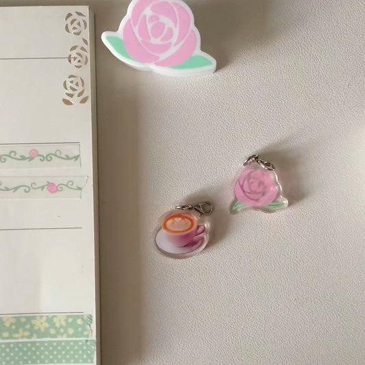 {heart bunny} rose coffee pendant set