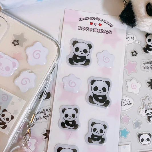 {love things} cute puffy panda sticker