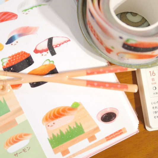 {pearly button} kawaii sushi kiss cut tape
