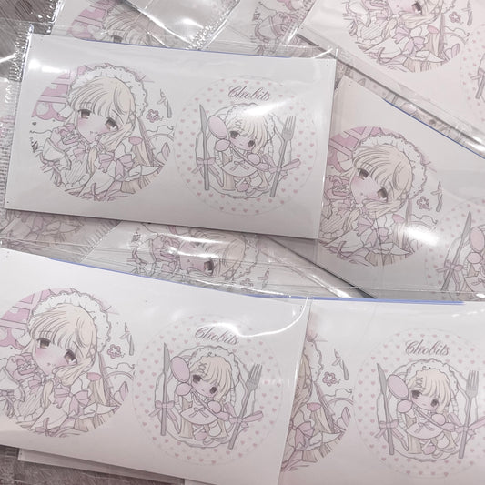 {curl cat} strawberry menu circle diecut sticker sheets