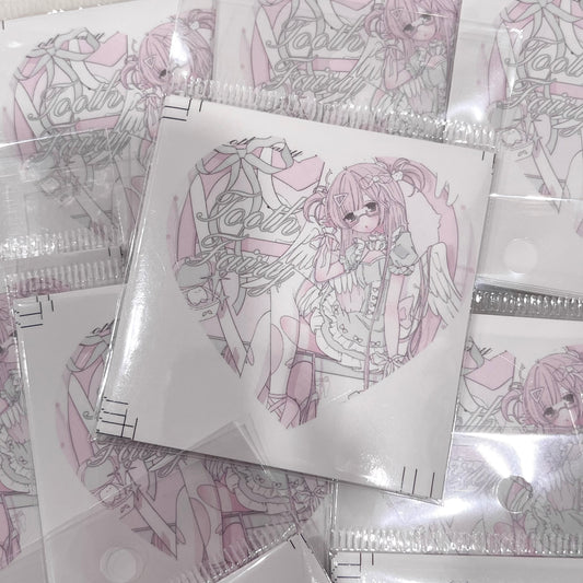 {curl cat} little dentist heart die cut sticker