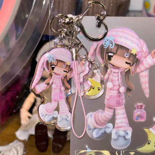 {YAO} sweet dream time pink acrylic keychain