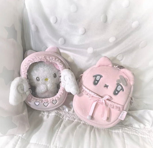 {caramel rain} angel cat baby lace plush bag