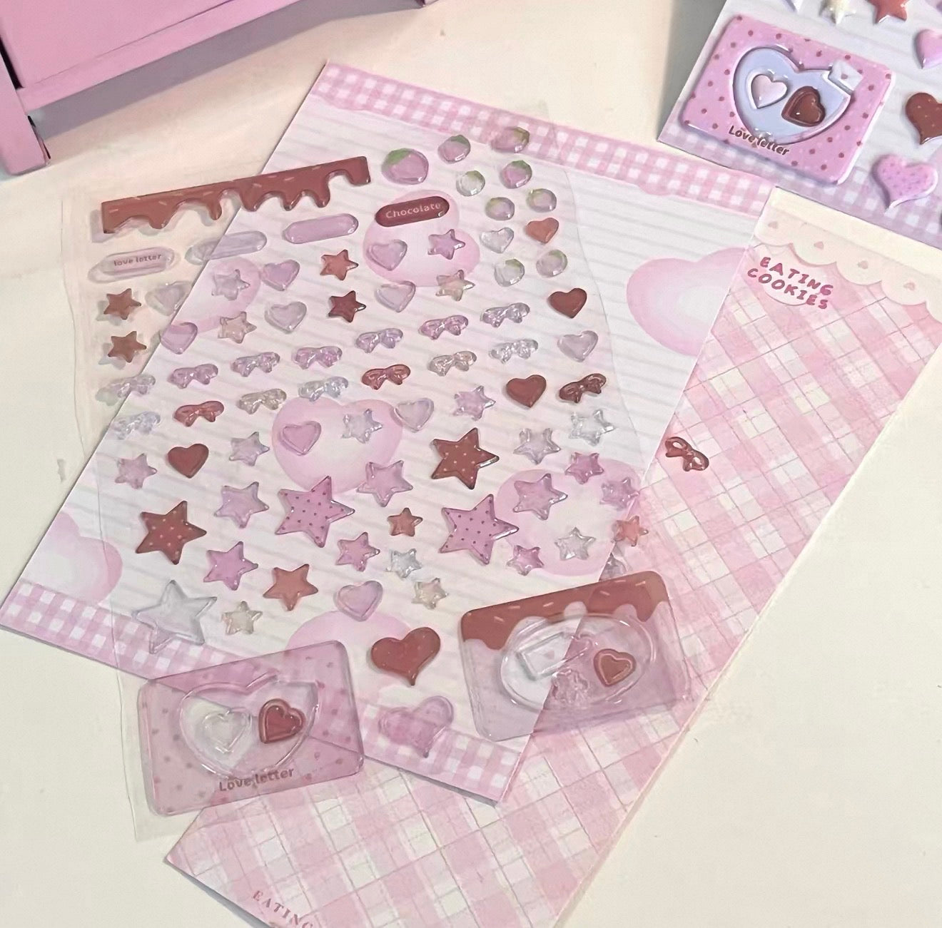 {eating cookies} chocolate stars and hearts sticker