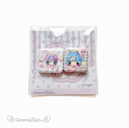 {caramel rain} mini candy girl glitter pin button set