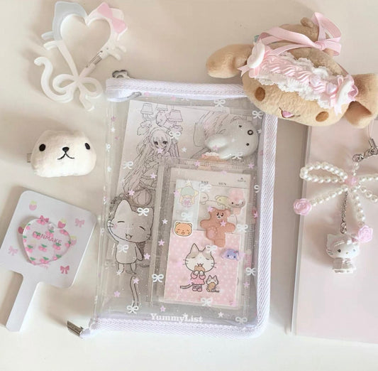 {yummylist} a6 glitter stars and bows zipper file