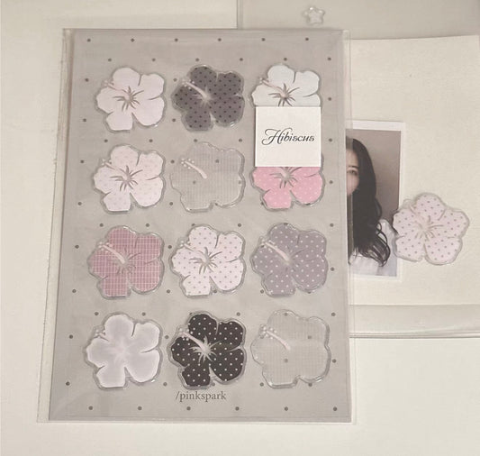 {pinkspark} hibiscus epoxy sticker