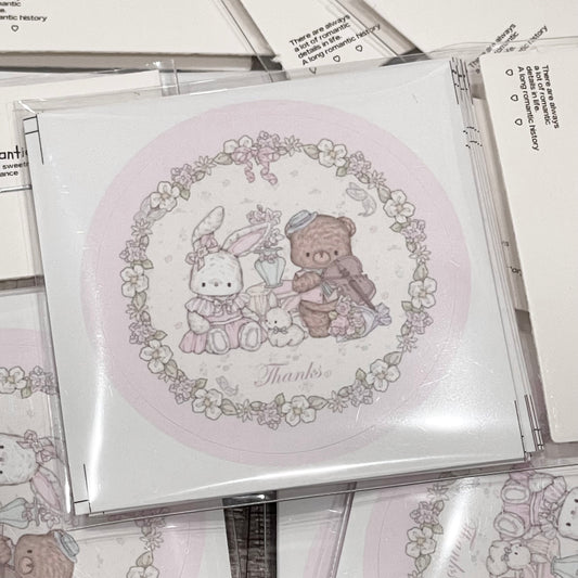 {girls dream} rabbit and bear wreath circle sticker 10pc