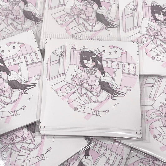 {curl cat} lamb bedroom heart die cut sticker