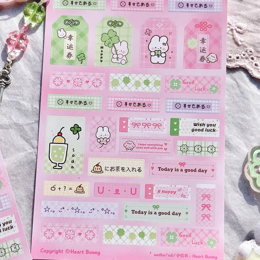 {heart bunny} label sticker