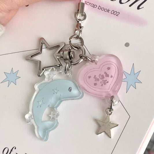 {all4u} little summer dolphin epoxy keychain