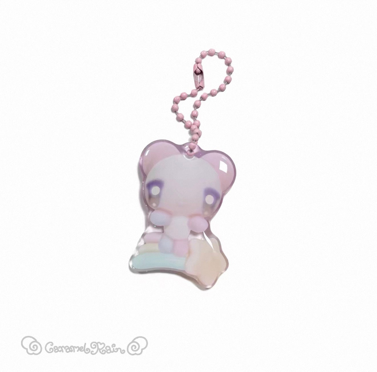 {caramel rain} rainbow pink bear epoxy keychain