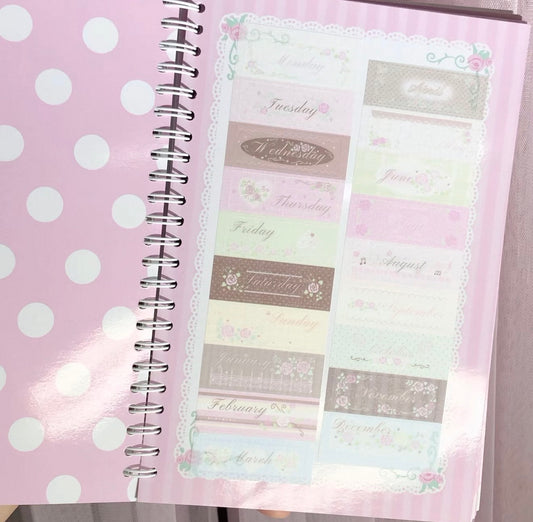 {DearDoris} rosey week/month label kiss cut tape