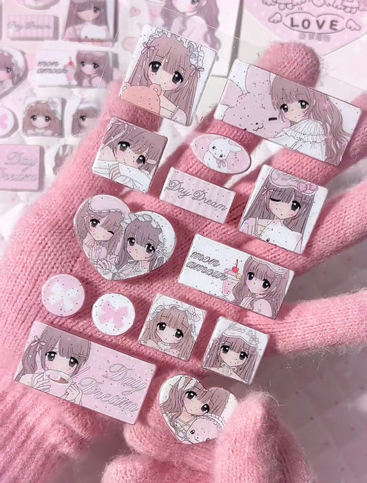 {strawberries & cig} glitter epoxy tiny daydream sticker collection