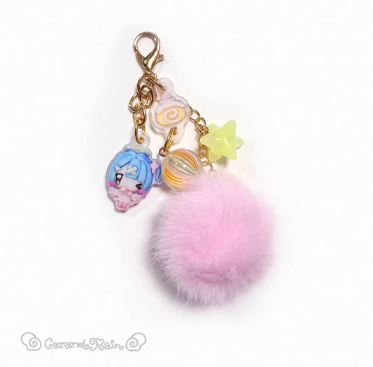 {caramel rain} sweet candy girl pompom epoxy keychain