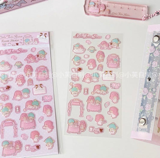 {byfufu} little twin stars tea party epoxy sticker