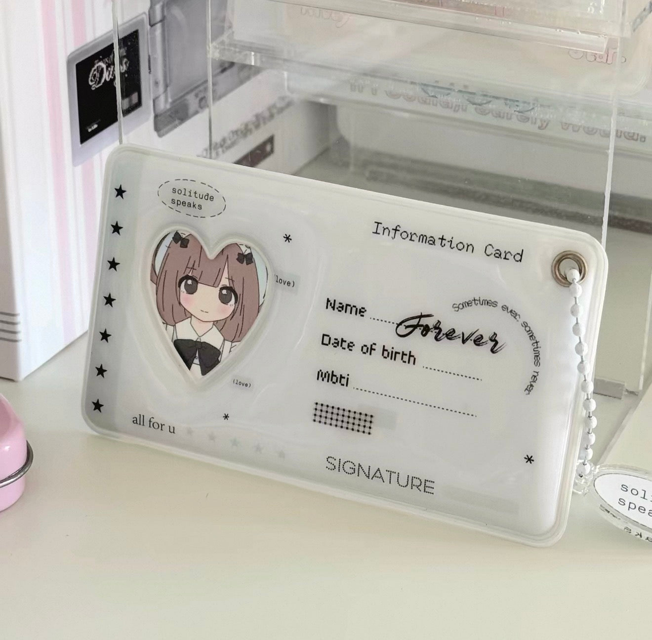 {ribbon shop} white star id holder