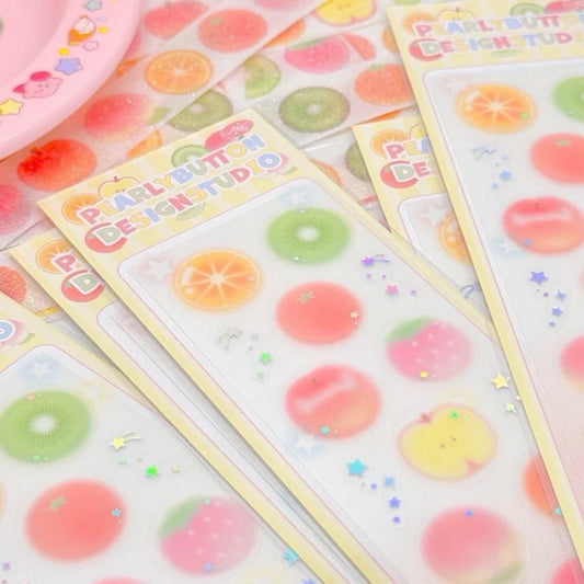 {pearly button} fruit bubble