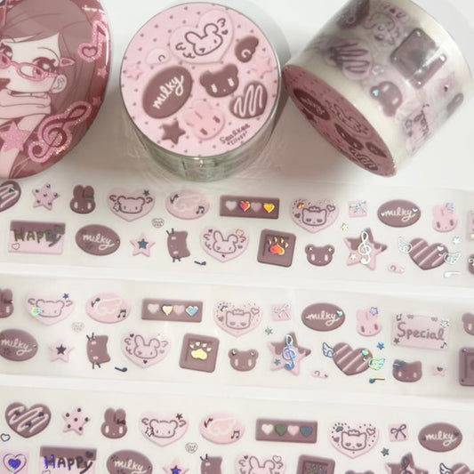 {seolkee illust} chocolate pieces kiss cut tape