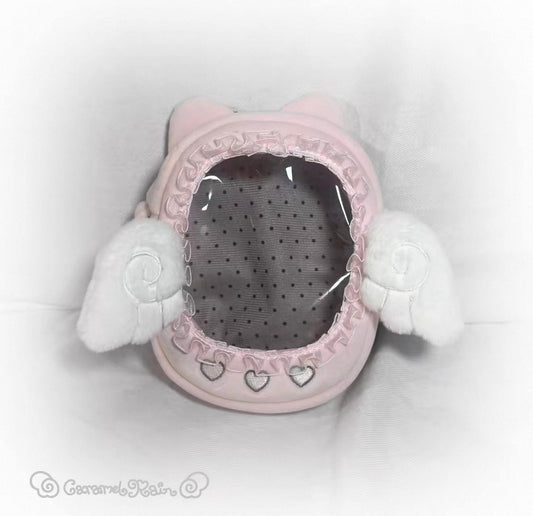 {caramel rain} angel cat baby lace plush bag