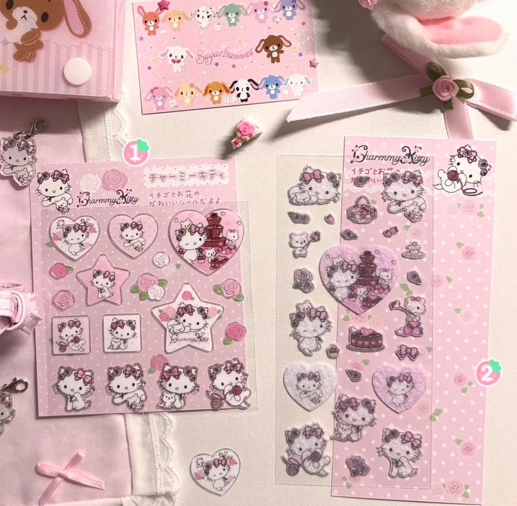 {homemade chestnut} rosy charming kitty felt + epoxy sticker