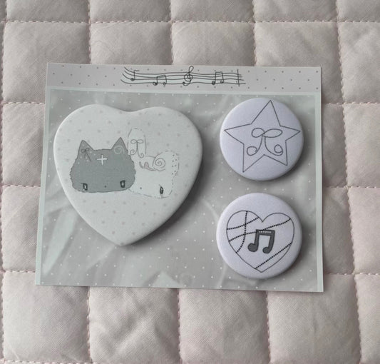 {not cute anymore} cat and rabbits love melody pin set