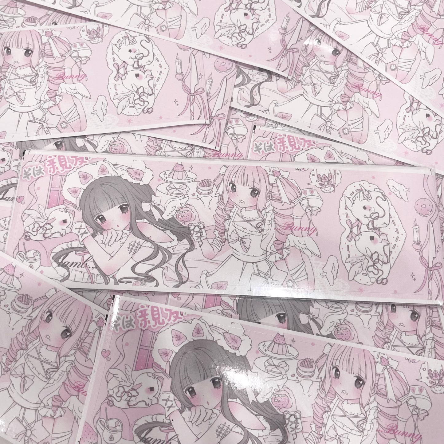 {curl cat} strawberry party long sticker