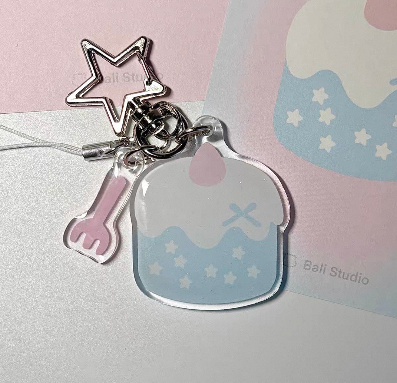 {bali studio} epoxy dessert keychain