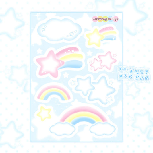 {creamy milky} sparkly rainbow paper sticker