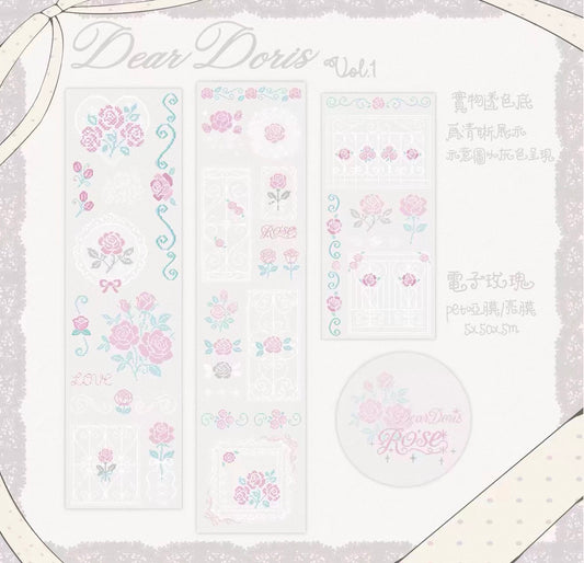 {DearDoris} electric rose kiss cut tape