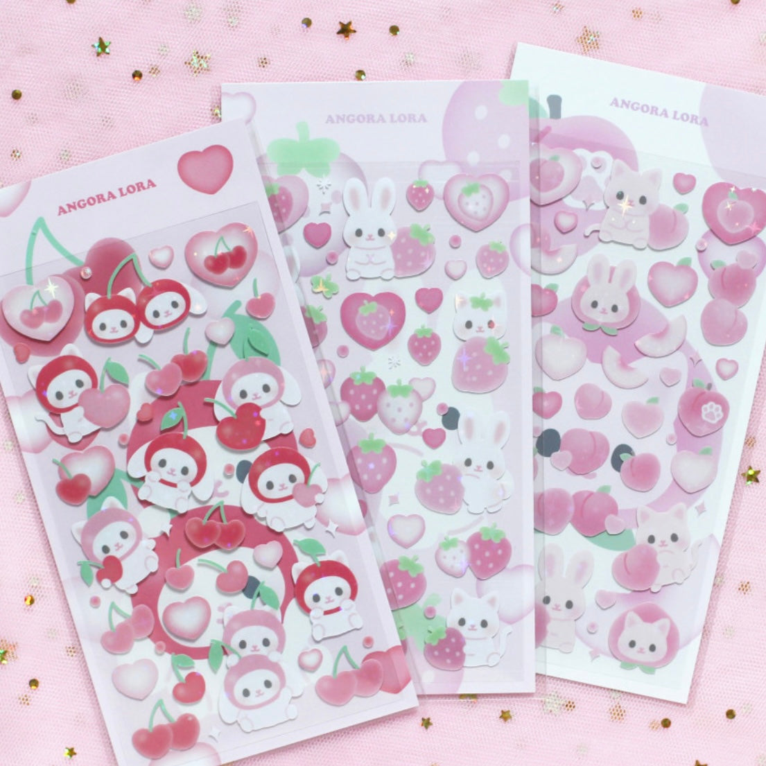 {angora lora} heart fruit stickers