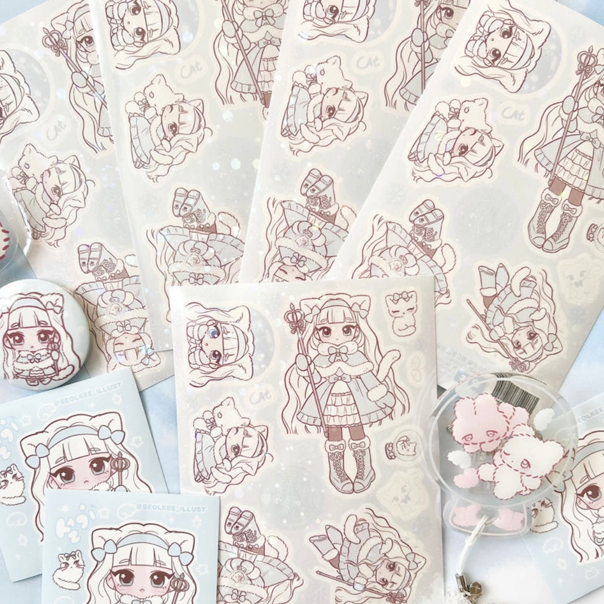 {seolkee illust} snowcat hologram sticker
