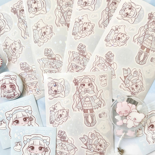 {seolkee illust} snowcat hologram sticker