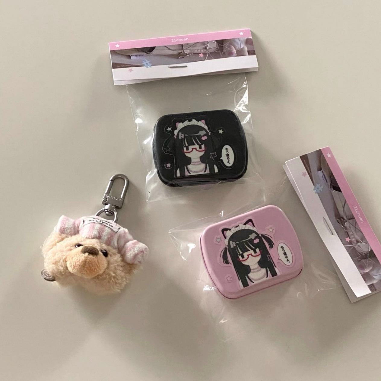 {21chuan} pink tin with 10 mini transfer stickers