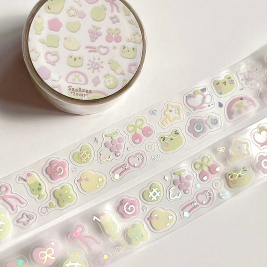 {seolkee illust} pink frog kiss cut tape