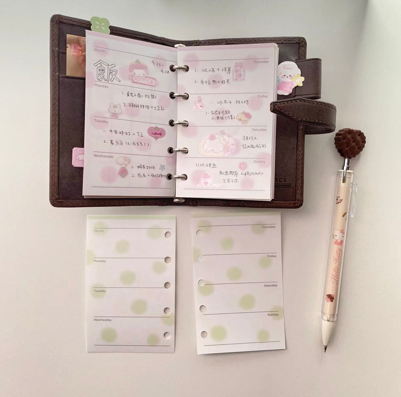 {heart bunny} m5 pink and green polkadot refill