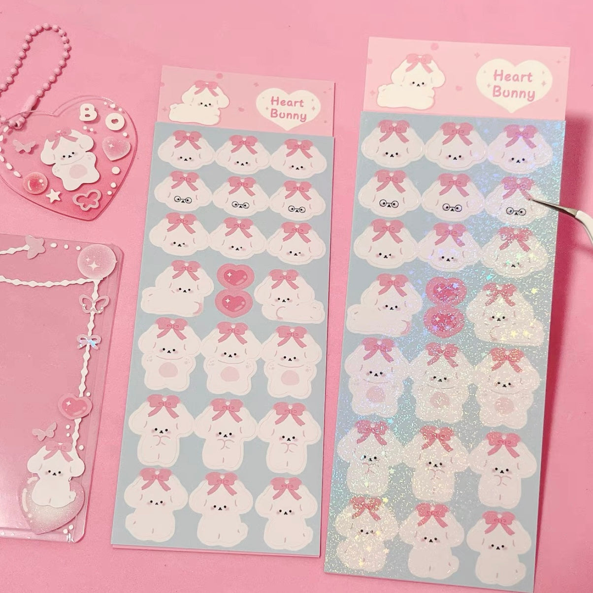{heart bunny} bowknot puppy sticker