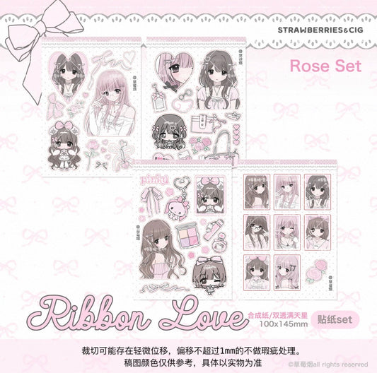 {strawberries & cig} ribbon love sticker collection