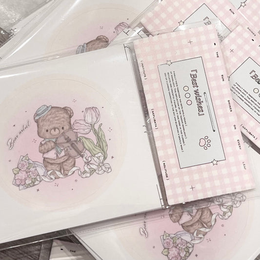 {girls dream} baby bear artist circle stickers 10pc