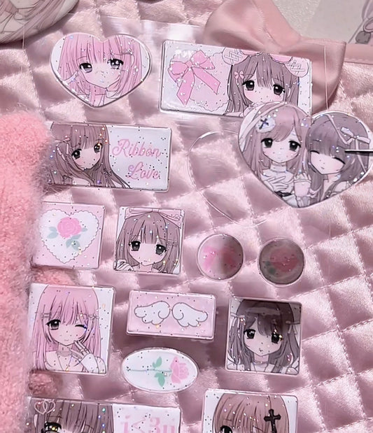 {strawberries & cig} glitter epoxy tiny ribbon love sticker collection