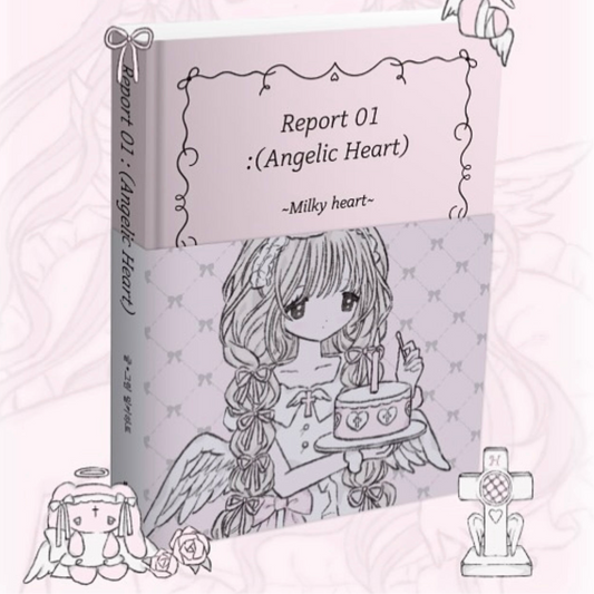 {illust lab} report 01: angelic heart milky hearts 36 page sticker book