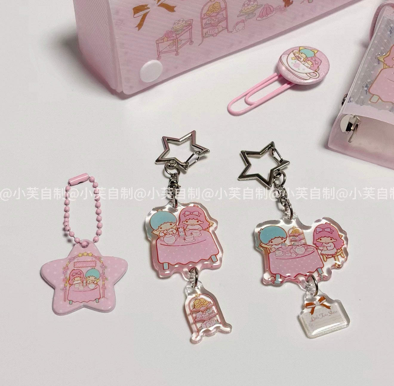 {byfufu} little twin stars tea party epoxy keychain