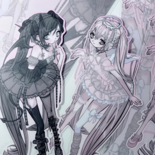 {domi world} black pink piece sticker set