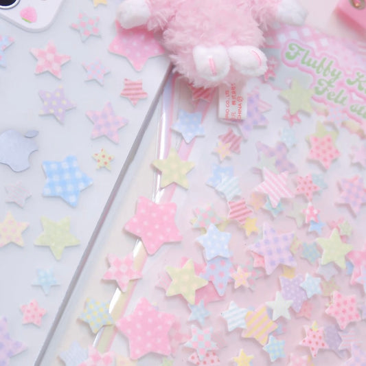 {pearly button} fluffy kitsch felt stars